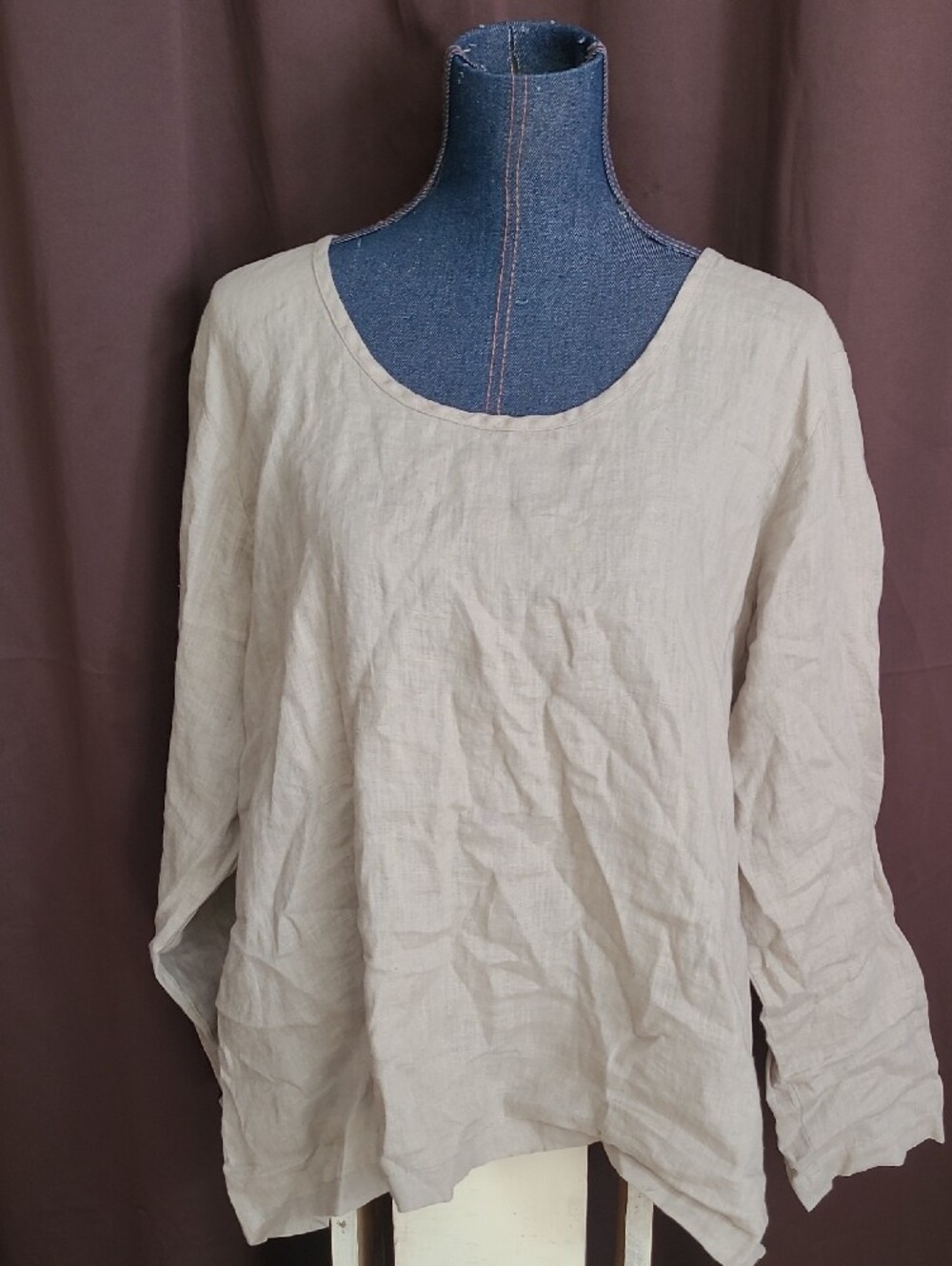 Flax Neutral Beige Linen Top - Picture 2 of 6